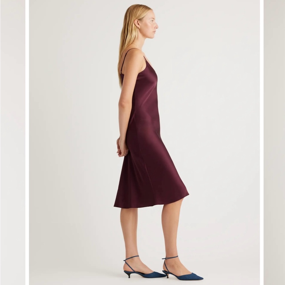 Quince Burgundy Silk Slip Dress - Picture 4 of 10